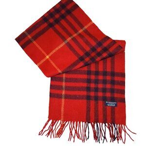 Burberry Vintage Red Multi-Color Plaid Fall Winter Luxury Scarf Scarves